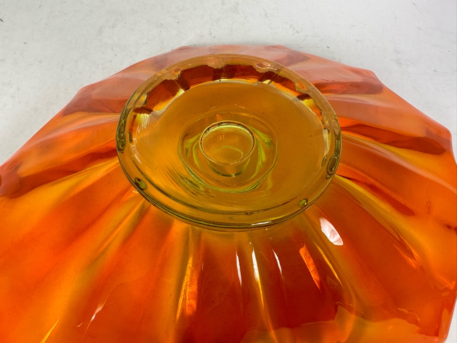 Vintage MCM Glass Candle Holder 9'W X 3.5'H [Photo 3]