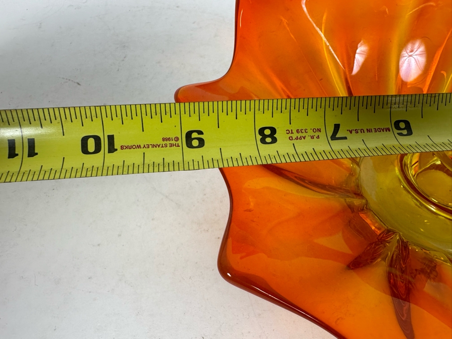 Vintage MCM Glass Candle Holder 9'W X 3.5'H [Photo 4]