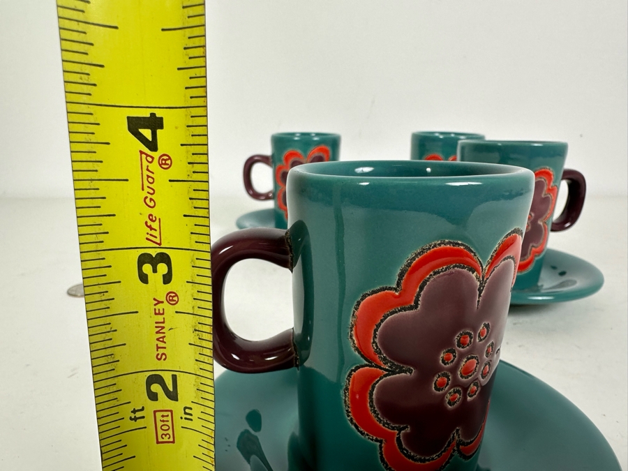 Vintage MCM Arist Signed Cups & Saucers From Ecuador 3.5'H [Photo 5]