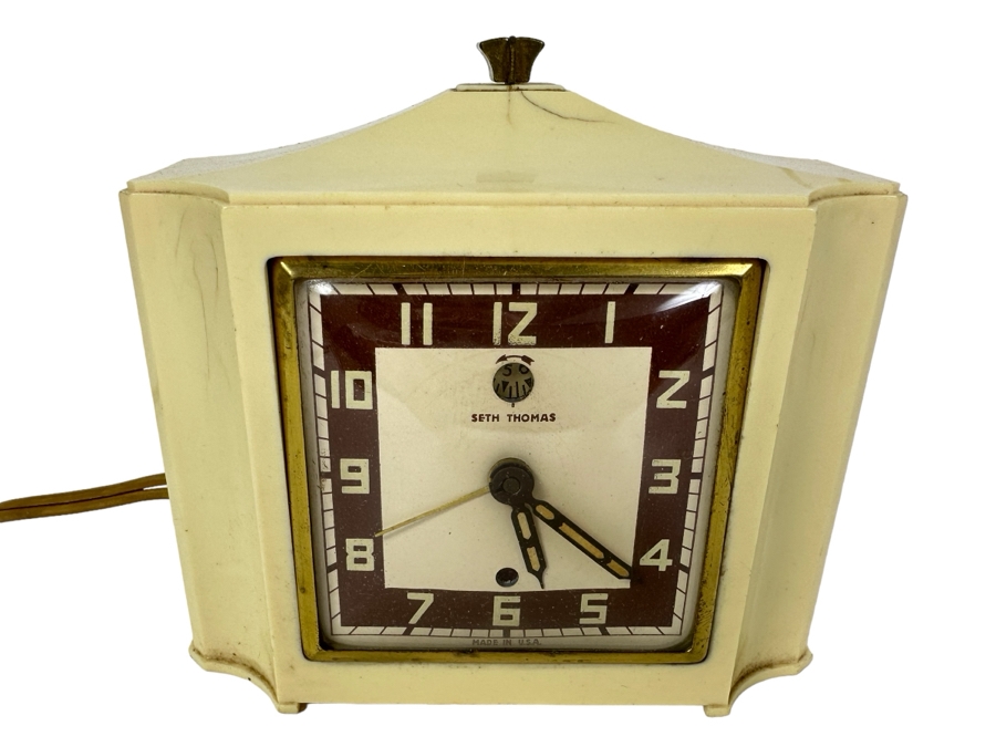 Vintage Seth Thomas Electric Alarm Clock Lee Model No. E864-000 5'H
