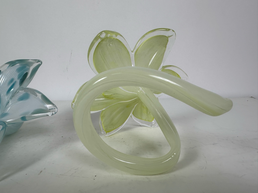 Vintage Italian Murano Glass Hand Blown Art Glass Flower Sculptures [Photo 5]