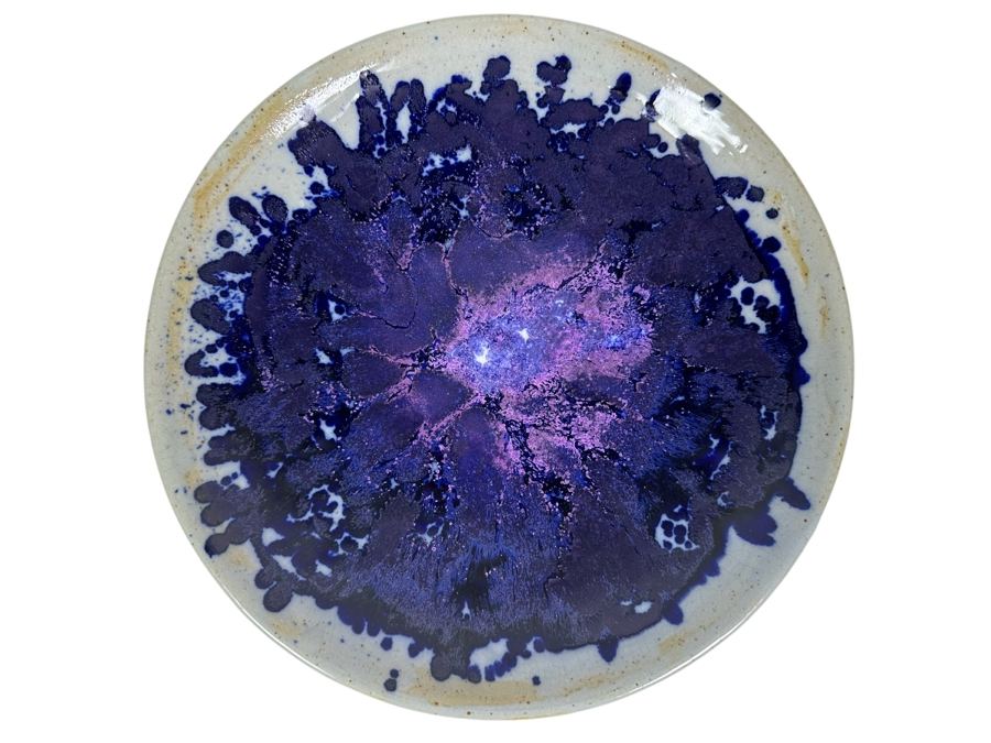 Stunning Signed Chinese Porcelain Dish With Brilliant Cosmic Purples 12.5'R X 2'H [Photo 1]
