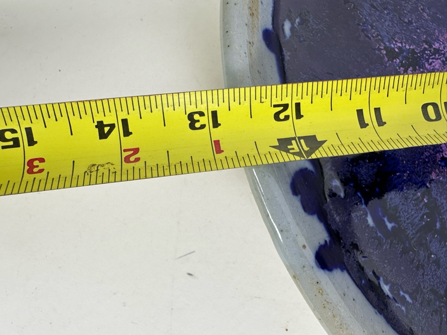 Stunning Signed Chinese Porcelain Dish With Brilliant Cosmic Purples 12.5'R X 2'H [Photo 9]