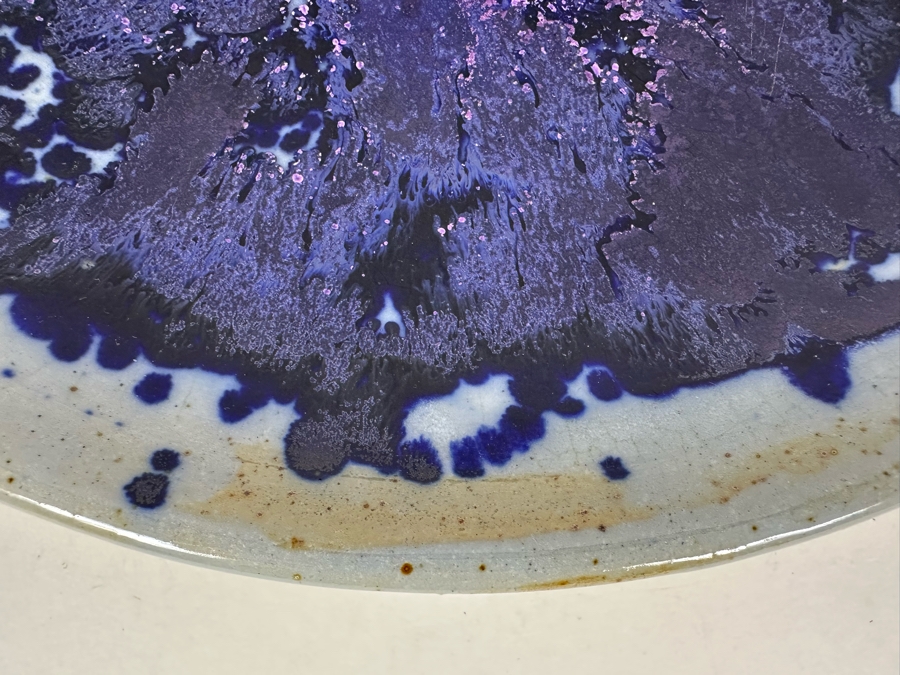Stunning Signed Chinese Porcelain Dish With Brilliant Cosmic Purples 12.5'R X 2'H [Photo 5]