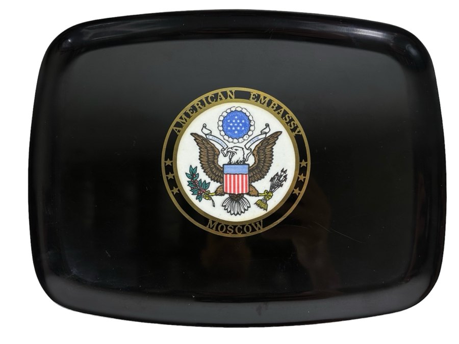 Vintage Couroc Of Monterey CA Tray 'American Embassy Moscow' Russia 12.5' X 9.5'