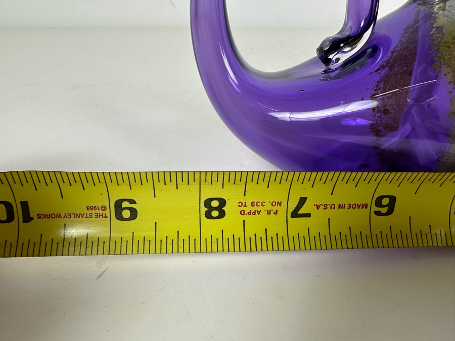 Signed Purple With Gold Art Glass Oil Lamp By Buzz Blodgett Glass 8'W X 4'H [Photo 6]