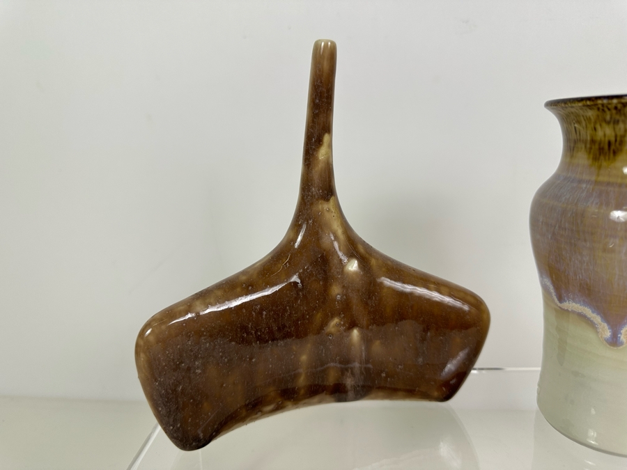 Four Signed Glazed Pottery Vases - Tallest Is 7.5'H [Photo 5]