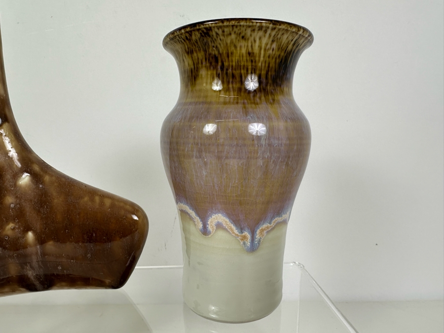 Four Signed Glazed Pottery Vases - Tallest Is 7.5'H [Photo 4]