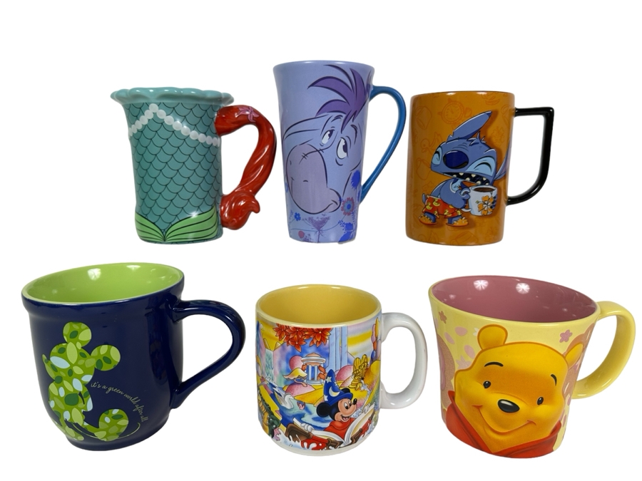 Six Walt Disney Themed Character Coffee Mugs