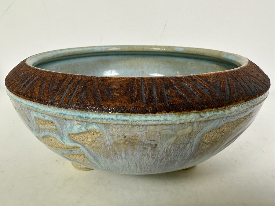 Vintage Signed Studio Pottery Footed Centerpiece Bowl 8'W X 4'H [Photo 4]