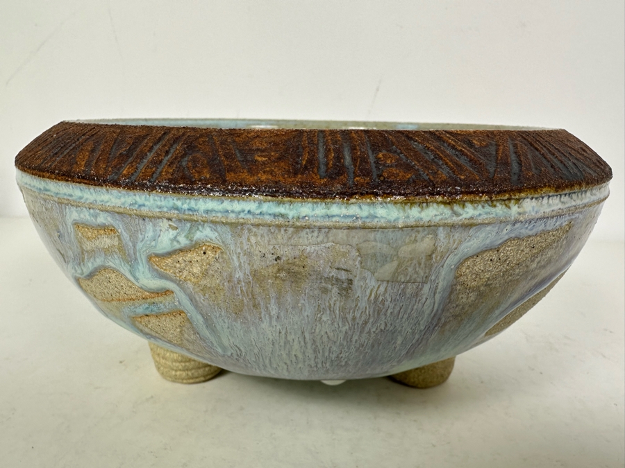 Vintage Signed Studio Pottery Footed Centerpiece Bowl 8'W X 4'H [Photo 3]