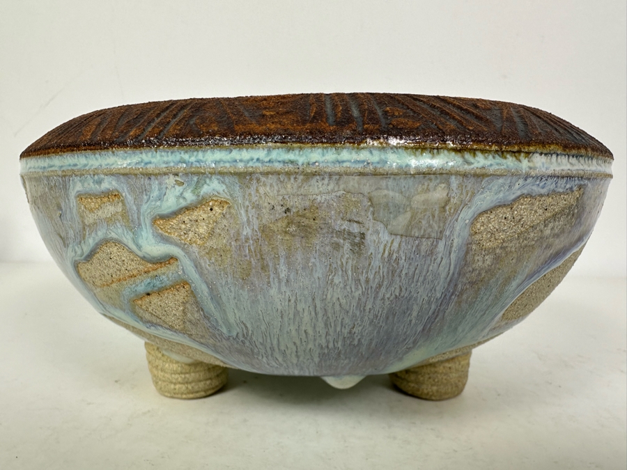 Vintage Signed Studio Pottery Footed Centerpiece Bowl 8'W X 4'H [Photo 2]