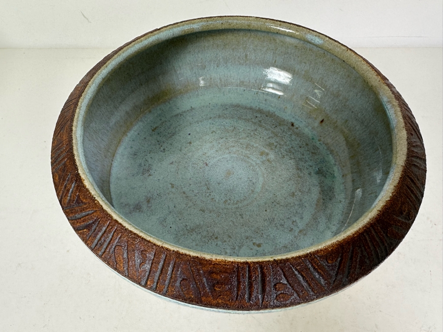 Vintage Signed Studio Pottery Footed Centerpiece Bowl 8'W X 4'H [Photo 5]