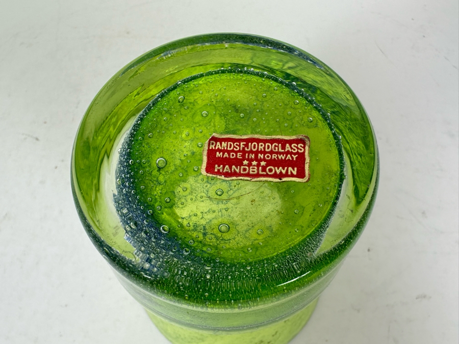 Vintage Handblown Art Glass Vase Randsfjord Glass Made In Norway [Photo 4]