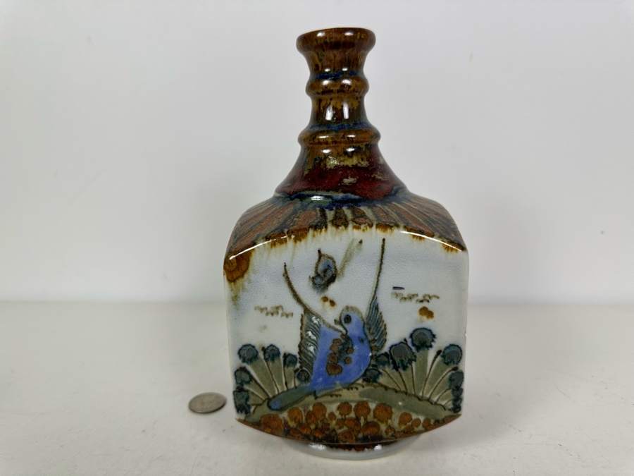 Hand Painted Mexican Pottery Vase 9'H [Photo 3]