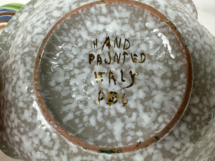 Vintage Italian Hand Painted Pair Of Dishes And Vase 6' [Photo 8]