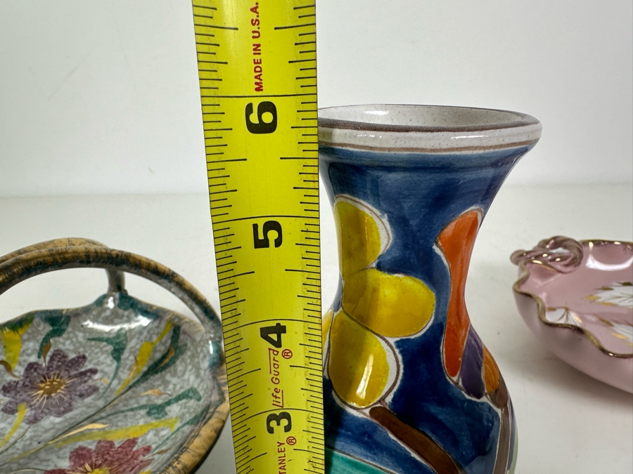 Vintage Italian Hand Painted Pair Of Dishes And Vase 6' [Photo 9]