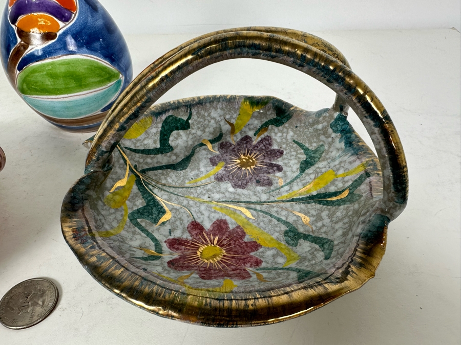Vintage Italian Hand Painted Pair Of Dishes And Vase 6' [Photo 2]