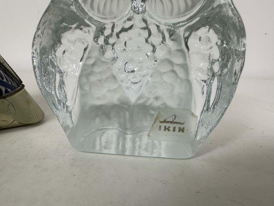 Vintage Viking Glass Owl And Mexican Folk Art Owl 4.5'H [Photo 5]