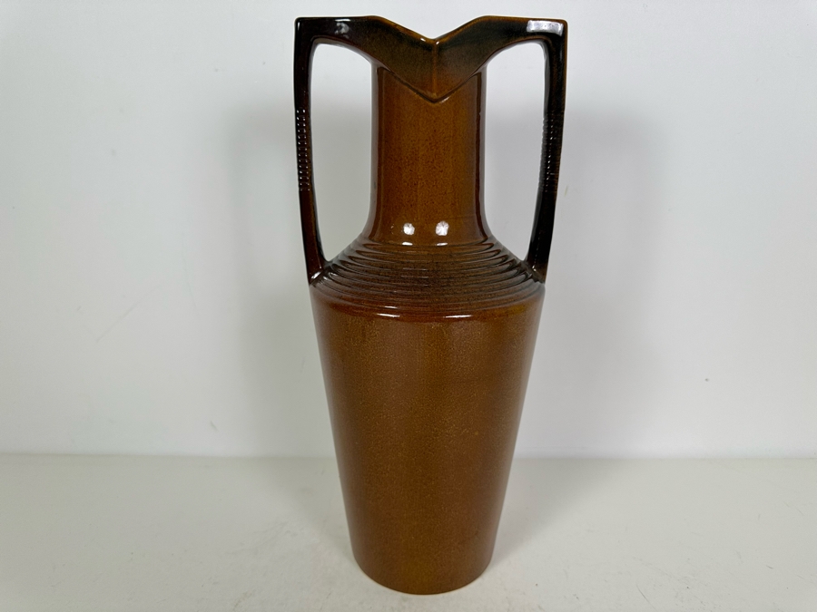 Vintage Egyptian Revival Art Pottery Vase Vessel In Brown 14'H [Photo 4]