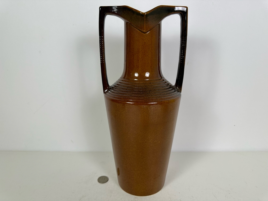 Vintage Egyptian Revival Art Pottery Vase Vessel In Brown 14'H [Photo 3]