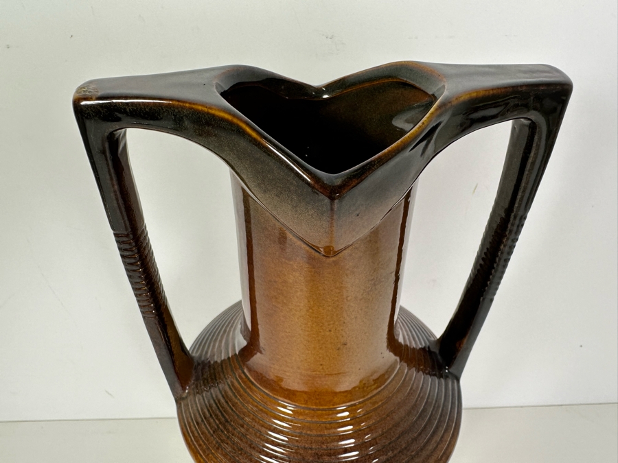 Vintage Egyptian Revival Art Pottery Vase Vessel In Brown 14'H [Photo 2]