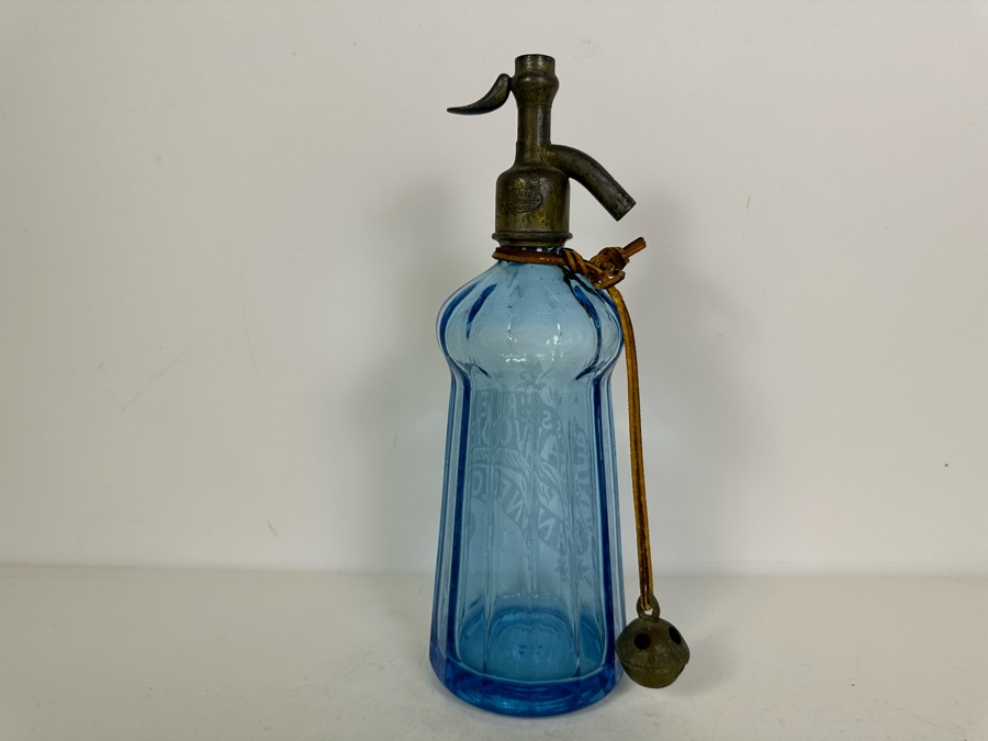 Antique Blue Glass J. Guyot Paris France Seltzer Bottle 12'H [Photo 6]
