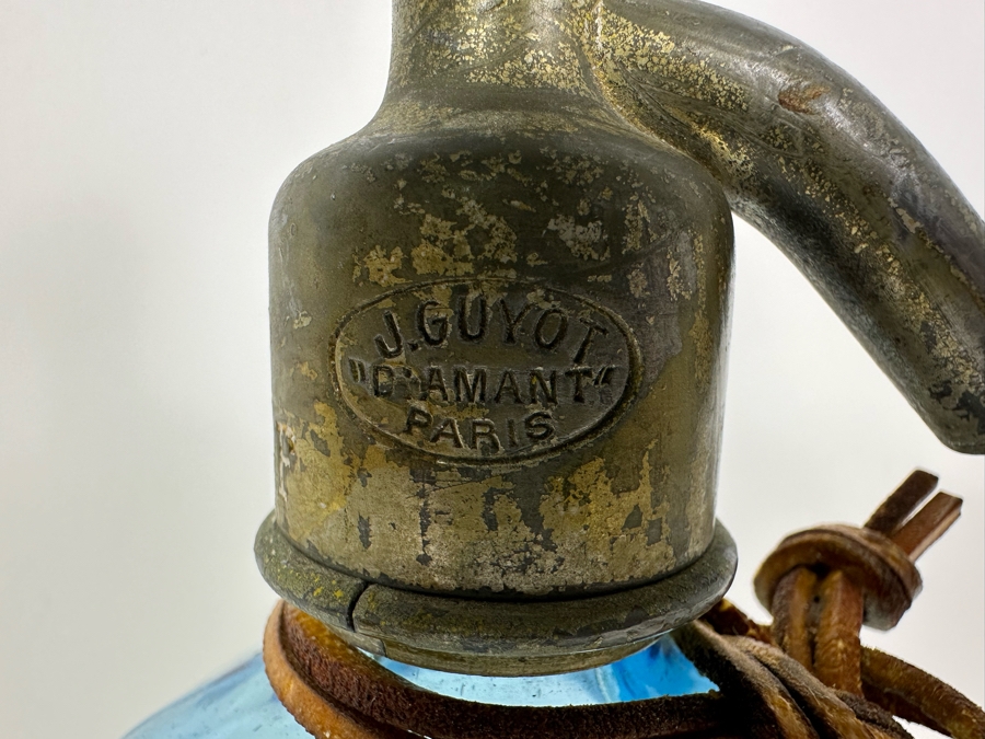 Antique Blue Glass J. Guyot Paris France Seltzer Bottle 12'H [Photo 7]