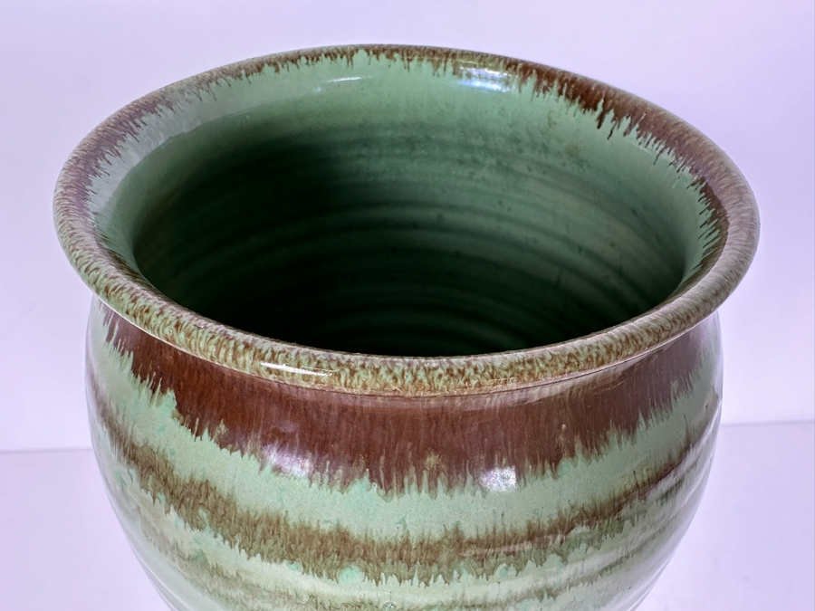Vintage Signed Green Art Pottery Vase 14'H [Photo 2]