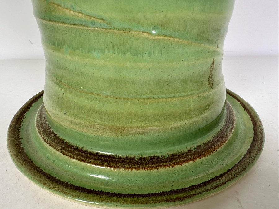 Vintage Signed Green Art Pottery Vase 14'H [Photo 4]