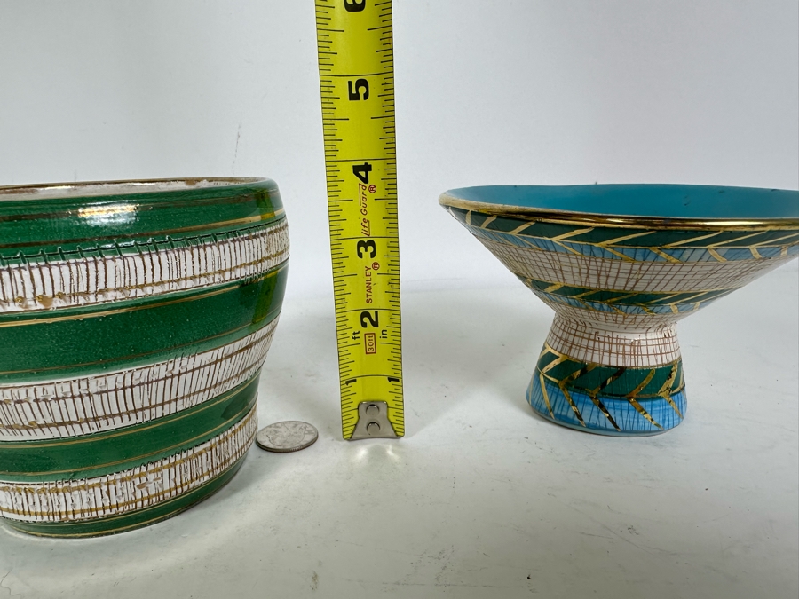 Vintage Mid-Century Modern Italian Ceramic Pot And Footed Bowl 4'H [Photo 8]