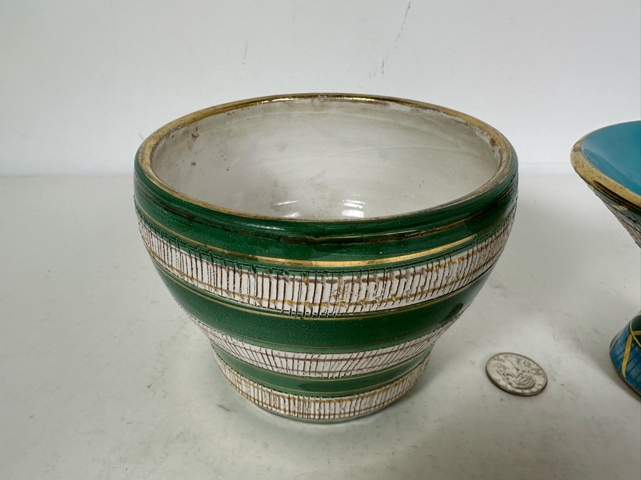 Vintage Mid-Century Modern Italian Ceramic Pot And Footed Bowl 4'H [Photo 4]