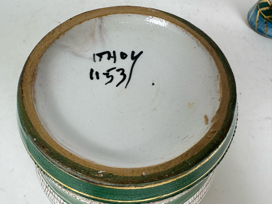 Vintage Mid-Century Modern Italian Ceramic Pot And Footed Bowl 4'H [Photo 7]