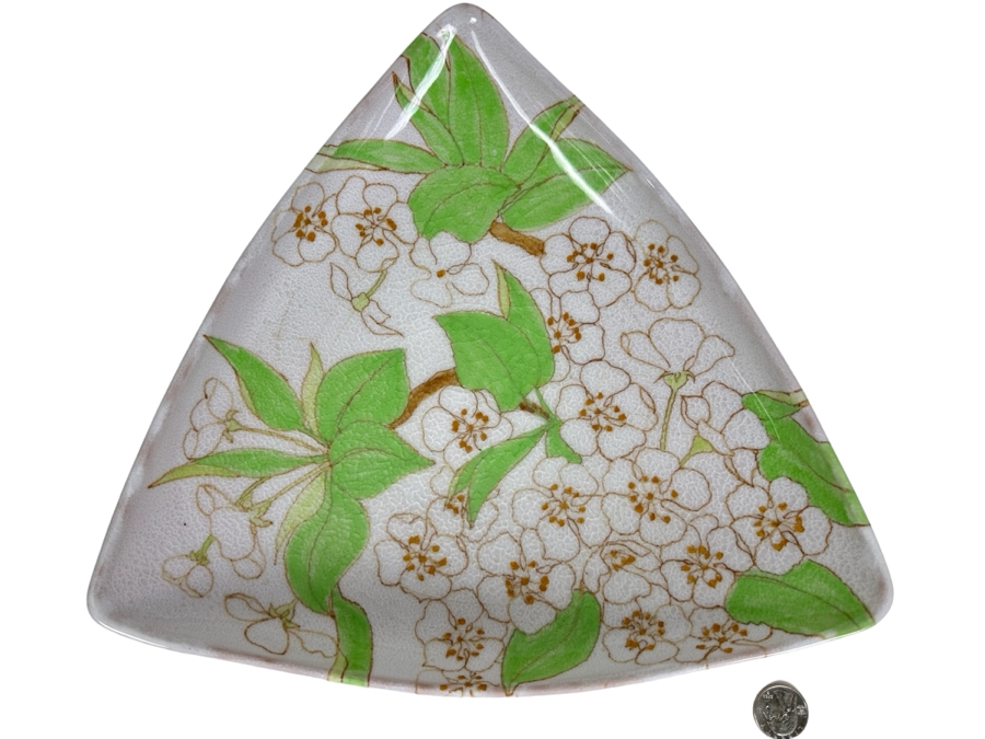 Ernestine Salerno Italy Ernestine Maiolica Handmade Ceramic Triangular Dish Tray 12'W X 11'D X 2.5'H