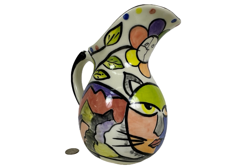Iarca Hand Painted Pottery Pitcher 8.5' Retails $139