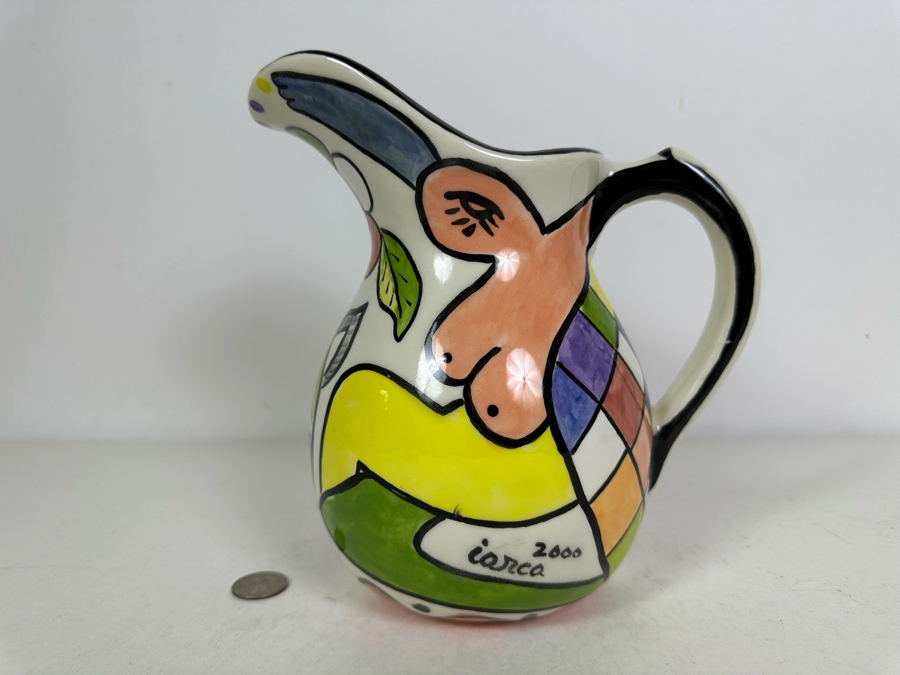Iarca Hand Painted Pottery Pitcher 8.5' Retails $139 [Photo 4]