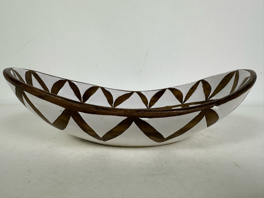 Vintage MCM Ugo Zaccagnini Italian Hand Painted Ceramic Oval Bowl 10'W X 7'D X 3'H [Photo 5]