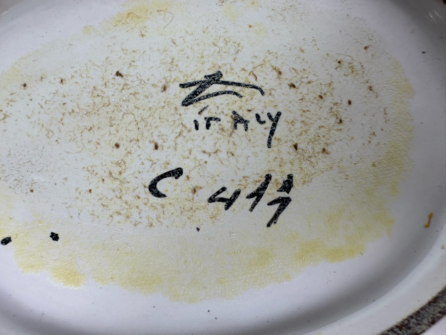 Vintage MCM Ugo Zaccagnini Italian Hand Painted Ceramic Oval Bowl 10'W X 7'D X 3'H [Photo 8]