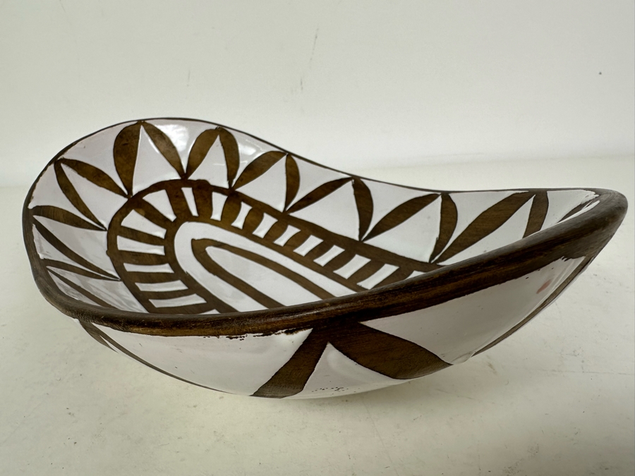 Vintage MCM Ugo Zaccagnini Italian Hand Painted Ceramic Oval Bowl 10'W X 7'D X 3'H [Photo 6]