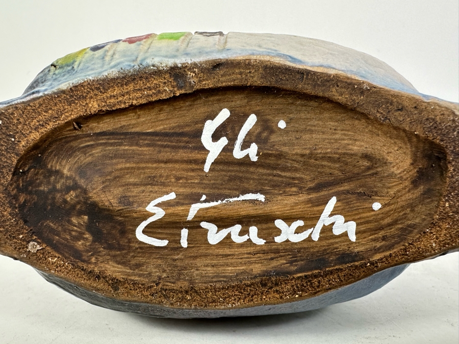 Vintage MCM Gli Etruschi Artist Signed Hand Painted Italian Ceramic Vase 6'W X 8.5'H [Photo 7]