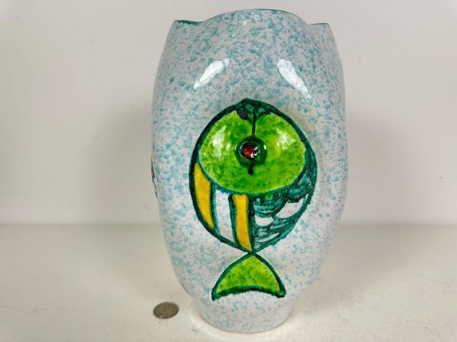 Aldo Londi Artist Signed Mid-Century Modern Bitossi Italian Ceramic Pottery Vase Handmade Personally By Aldo Londi 10.5'H [Photo 8]