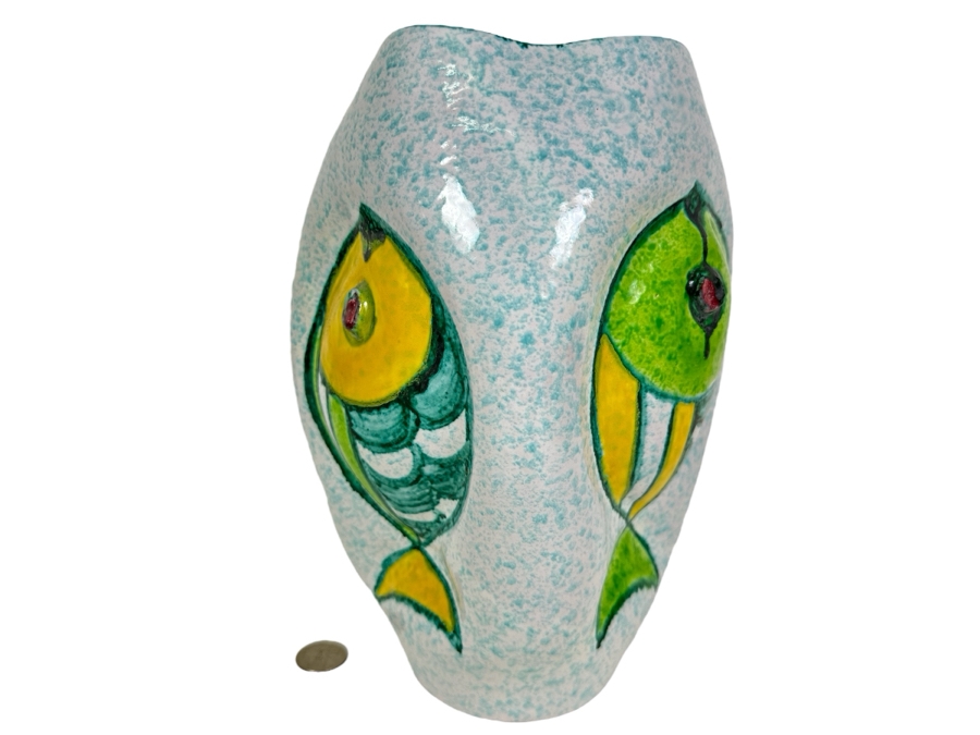 Aldo Londi Artist Signed Mid-Century Modern Bitossi Italian Ceramic Pottery Vase Handmade Personally By Aldo Londi 10.5'H [Photo 2]