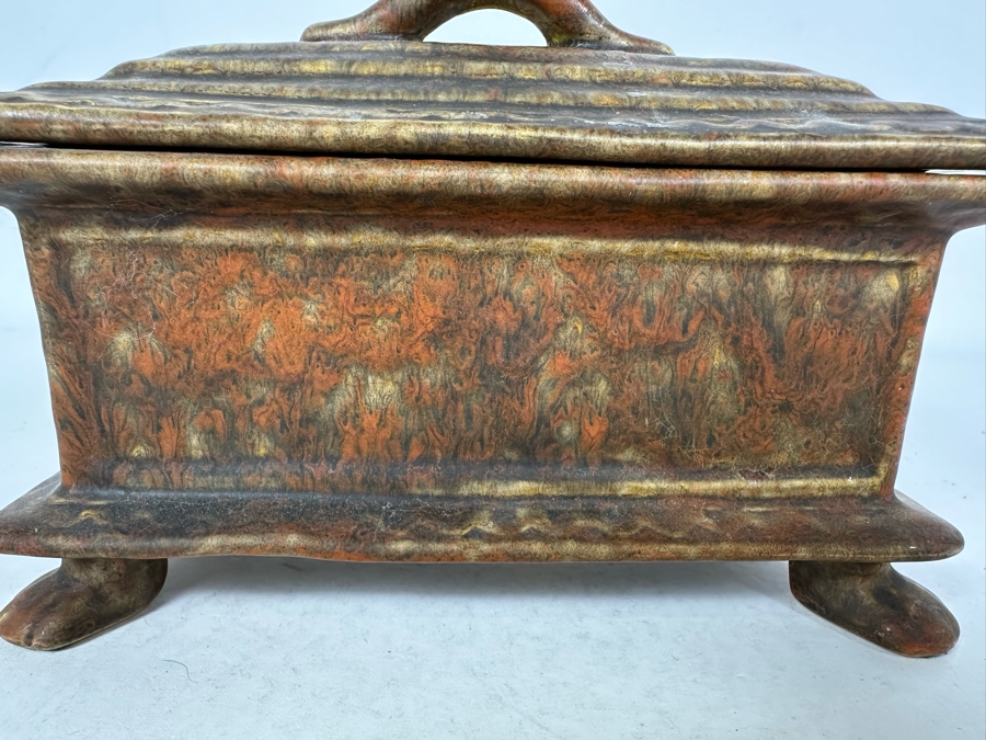 Vintage MCM Footed Ceramic Lidded Box 7.5'W X 4'D X 5.5'H [Photo 4]
