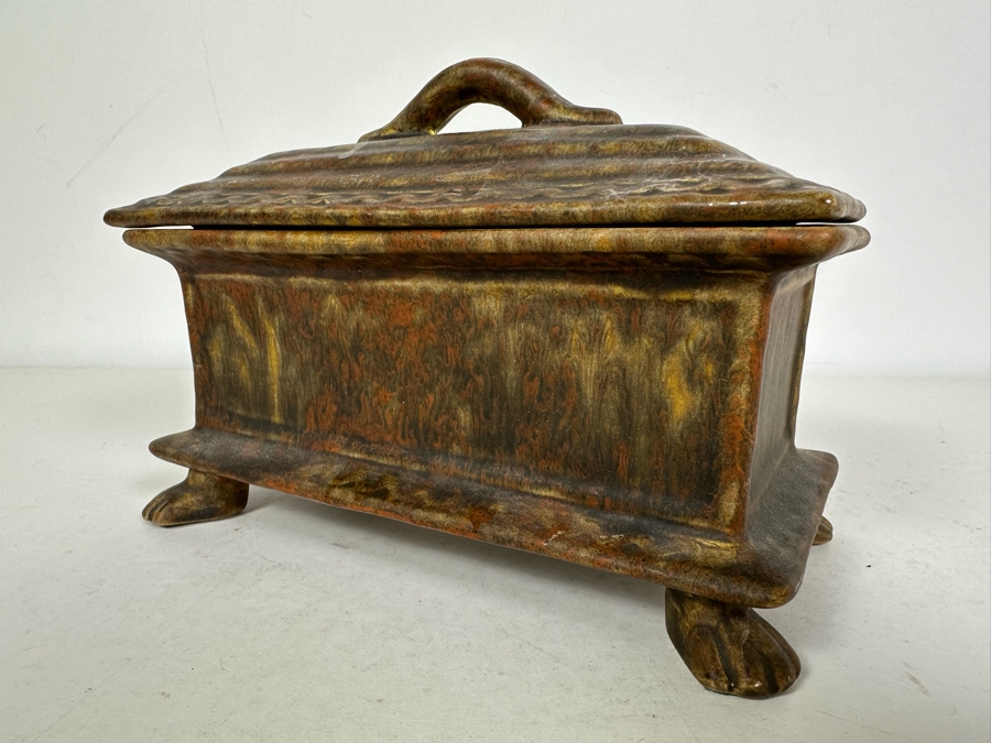 Vintage MCM Footed Ceramic Lidded Box 7.5'W X 4'D X 5.5'H [Photo 6]