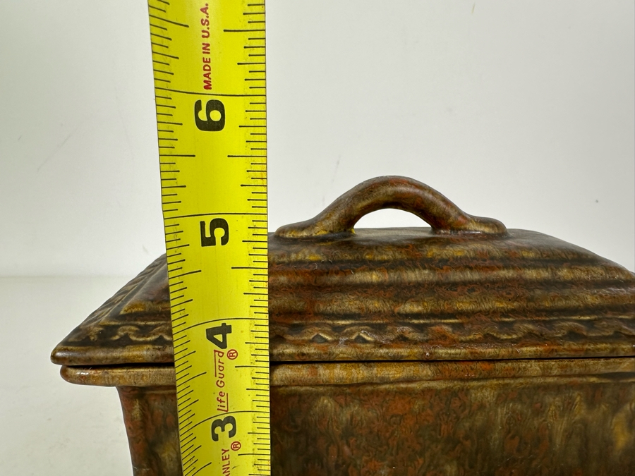 Vintage MCM Footed Ceramic Lidded Box 7.5'W X 4'D X 5.5'H [Photo 14]