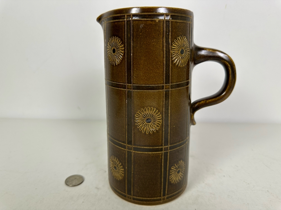 Signed Mid-Century Brown Pottery Pitcher 8'H [Photo 4]