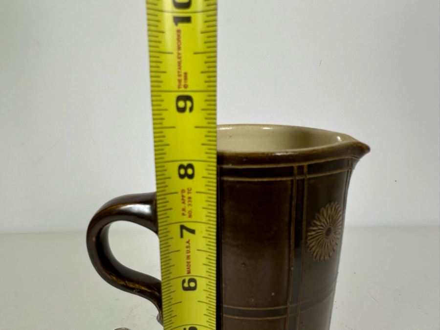 Signed Mid-Century Brown Pottery Pitcher 8'H [Photo 8]
