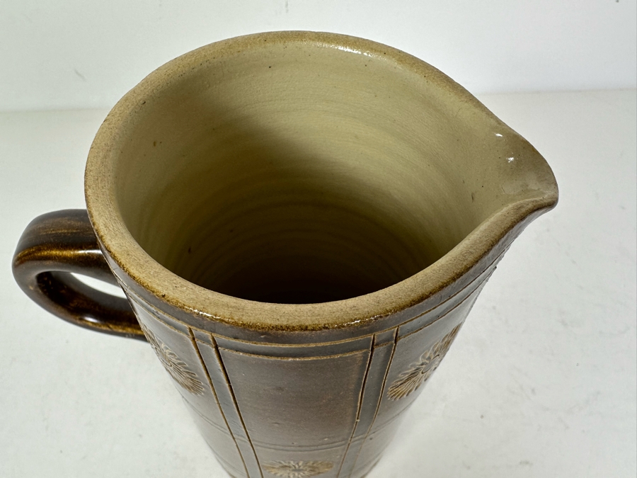 Signed Mid-Century Brown Pottery Pitcher 8'H [Photo 7]