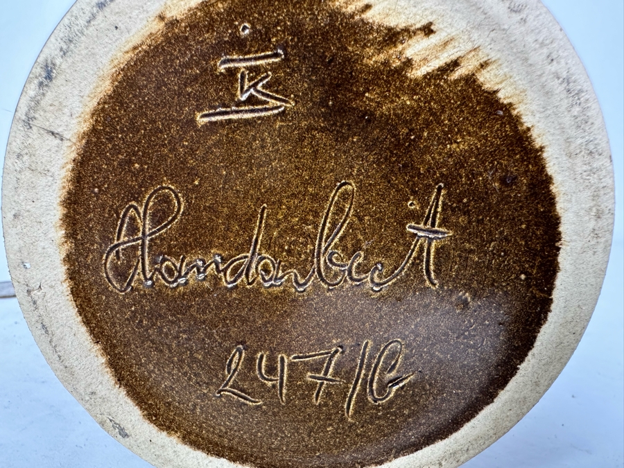 Signed Mid-Century Brown Pottery Pitcher 8'H [Photo 6]