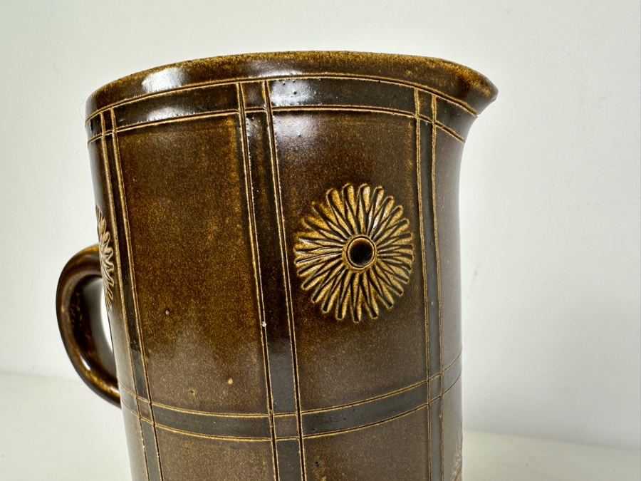 Signed Mid-Century Brown Pottery Pitcher 8'H [Photo 2]